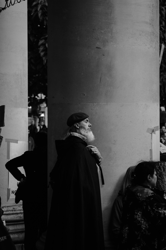 Lone protestor in Manchester.